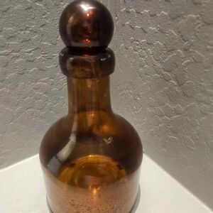 11.5" Vintage Amber Mercury Glass Decanter with Stopper Made in Mexico